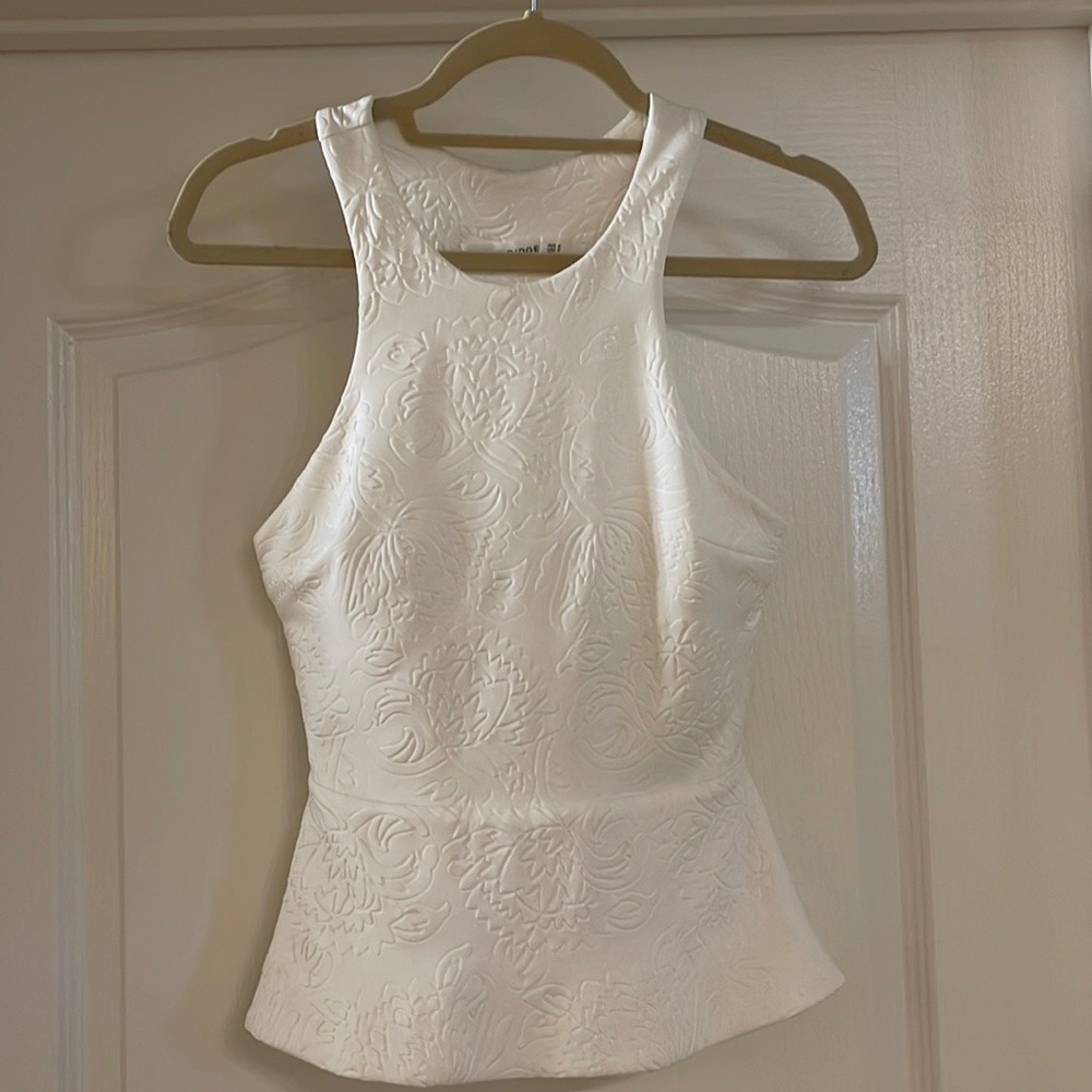 Bec and Bridge white pullover top with cutout back